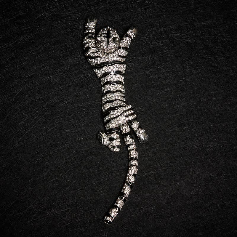 Men's Majestic Tiger Large Luxury Sparkling Rhinestone Brooch - Image 7