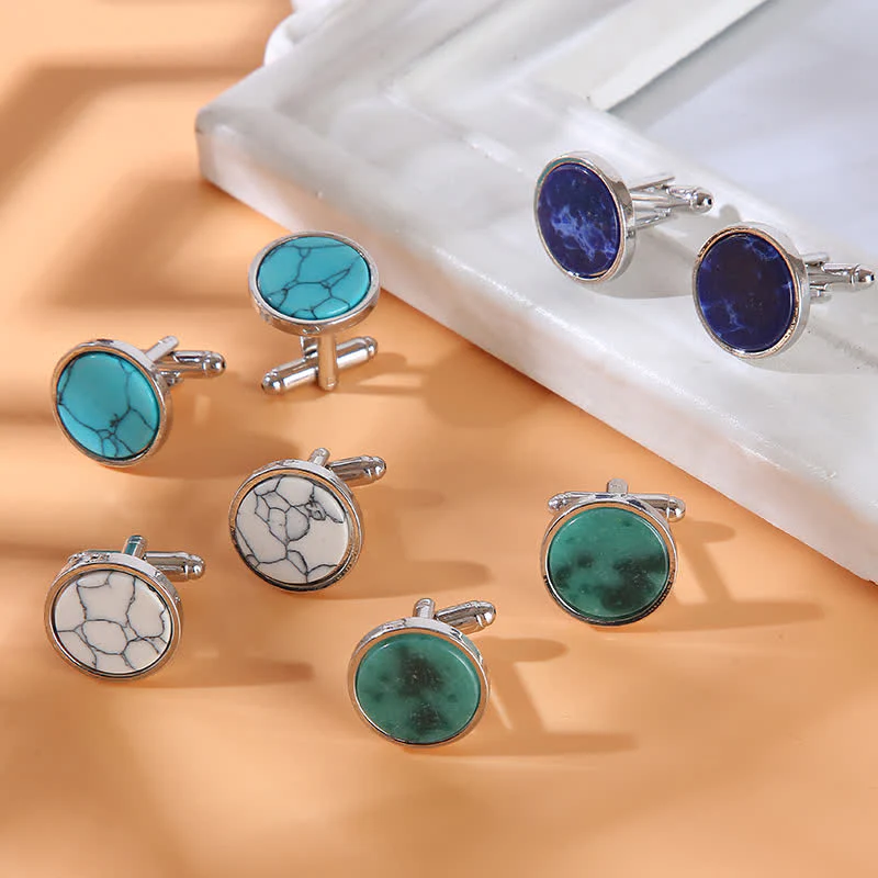 Men's Marble Stone Pattern Business Cufflinks - Image 2