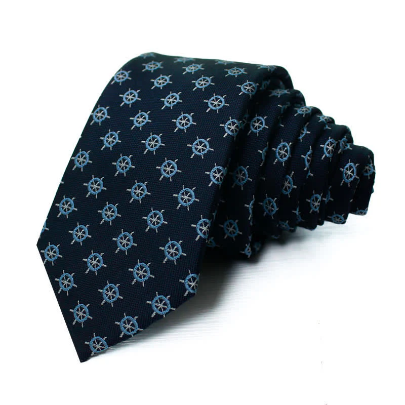 Men's Marine Ship Rudder Motifs Necktie - Image 3