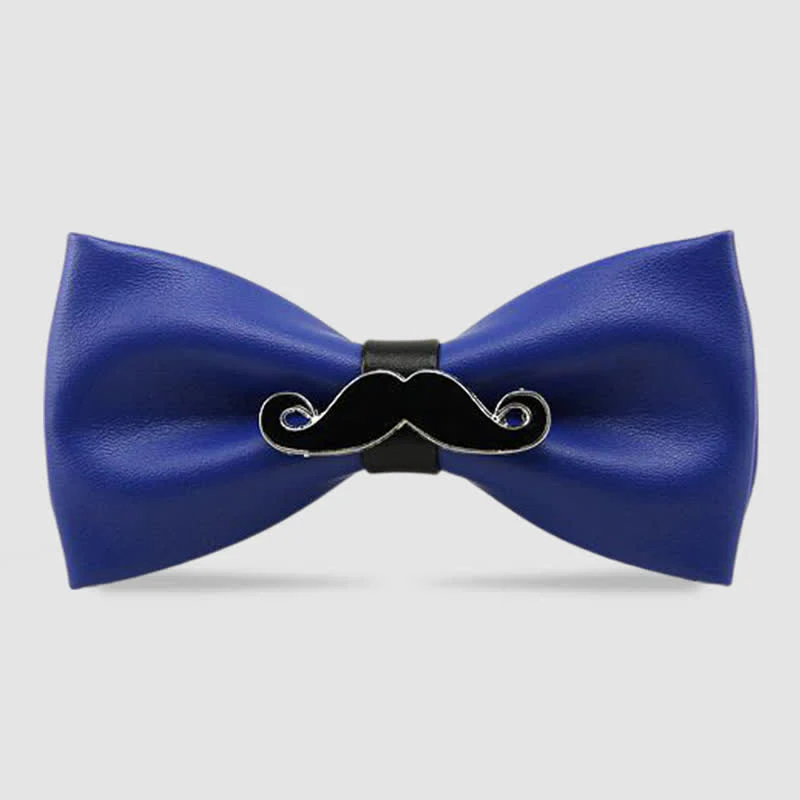 Men's Metal Mustache Leather Bow Tie - Image 12