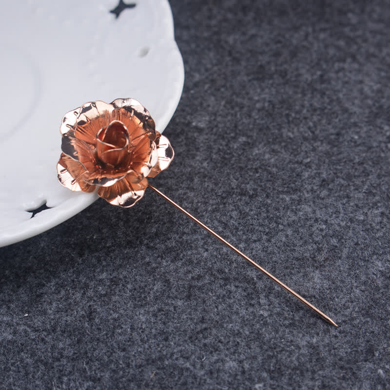 Men's Metal Rose Flower Brooch Pin - Image 11