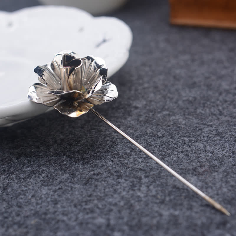 Men's Metal Rose Flower Brooch Pin - Image 7