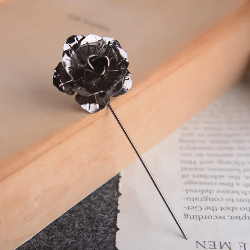 Men's Metal Rose Flower Brooch Pin - Image 9