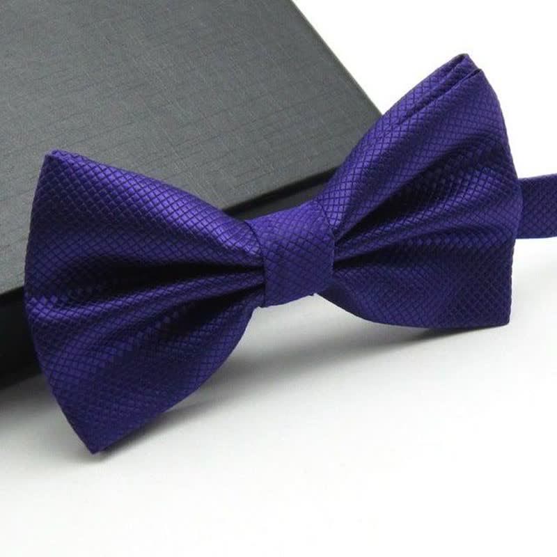 Men's Micro-checked Basic Color Bow Tie - Image 11