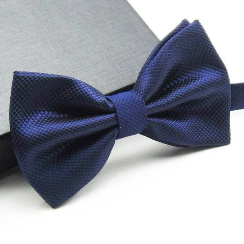 Men's Micro-checked Basic Color Bow Tie - Image 12