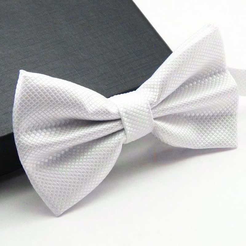 Men's Micro-checked Basic Color Bow Tie - Image 13