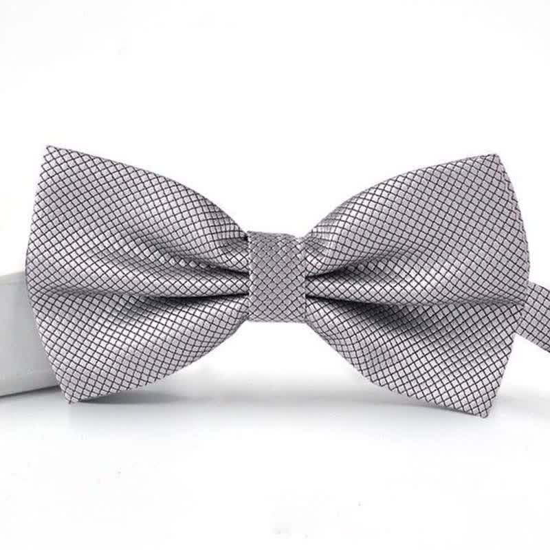 Men's Micro-checked Basic Color Bow Tie - Image 14