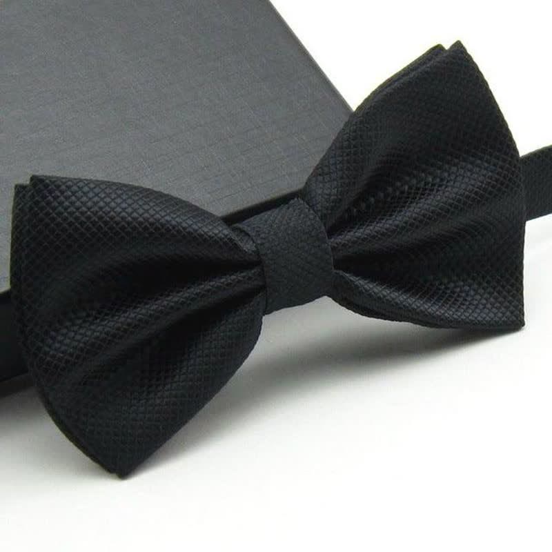 Men's Micro-checked Basic Color Bow Tie - Image 15