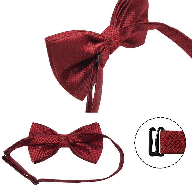 Men's Micro-checked Basic Color Bow Tie - Image 16