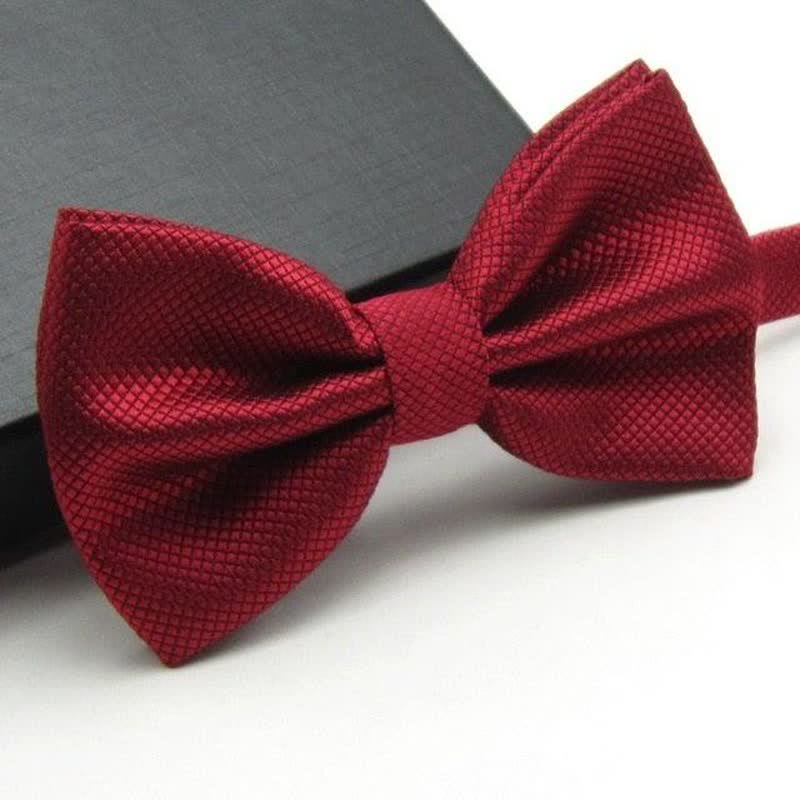 Men's Micro-checked Basic Color Bow Tie - Image 3