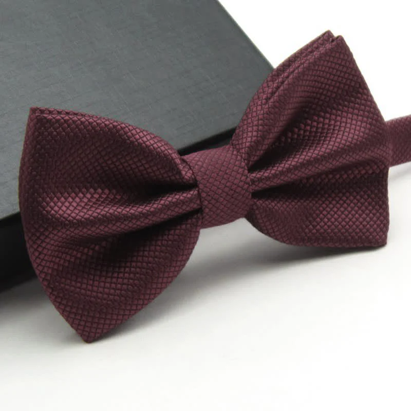 Men's Micro-checked Basic Color Bow Tie - Image 4