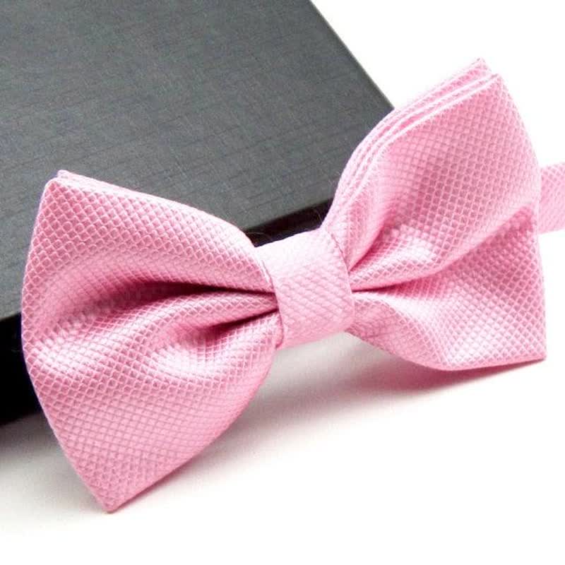 Men's Micro-checked Basic Color Bow Tie - Image 5