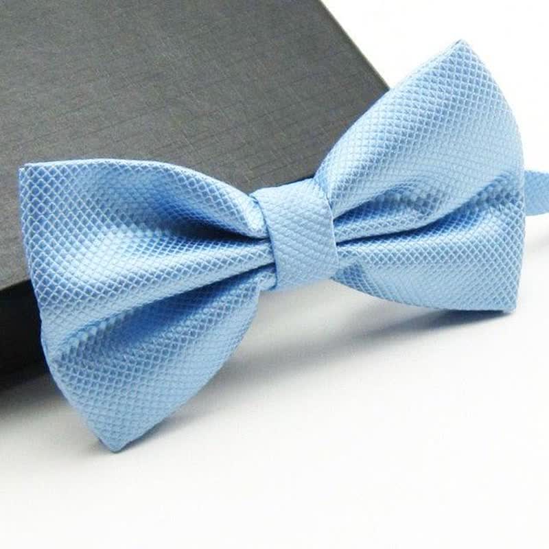 Men's Micro-checked Basic Color Bow Tie - Image 9