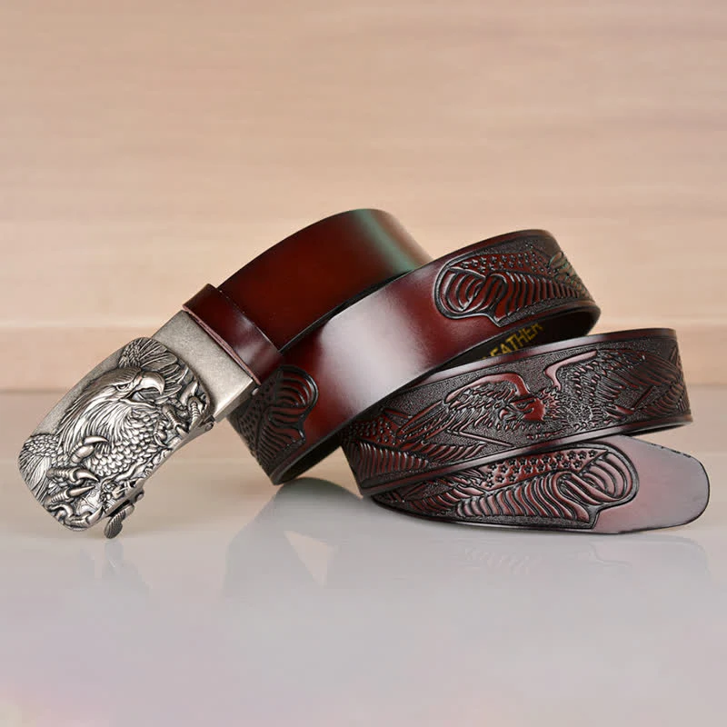 Men's Mighty Eagle Sharp Claw Automatic Buckle Leather Belt - Image 10