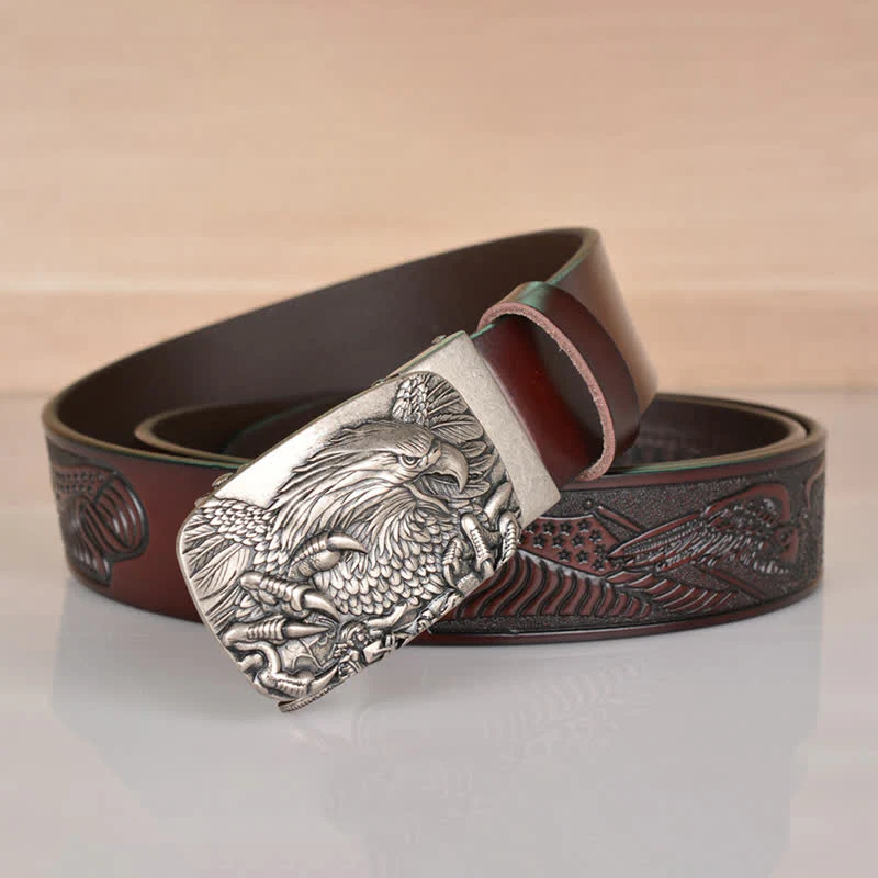 Men's Mighty Eagle Sharp Claw Automatic Buckle Leather Belt - Image 11