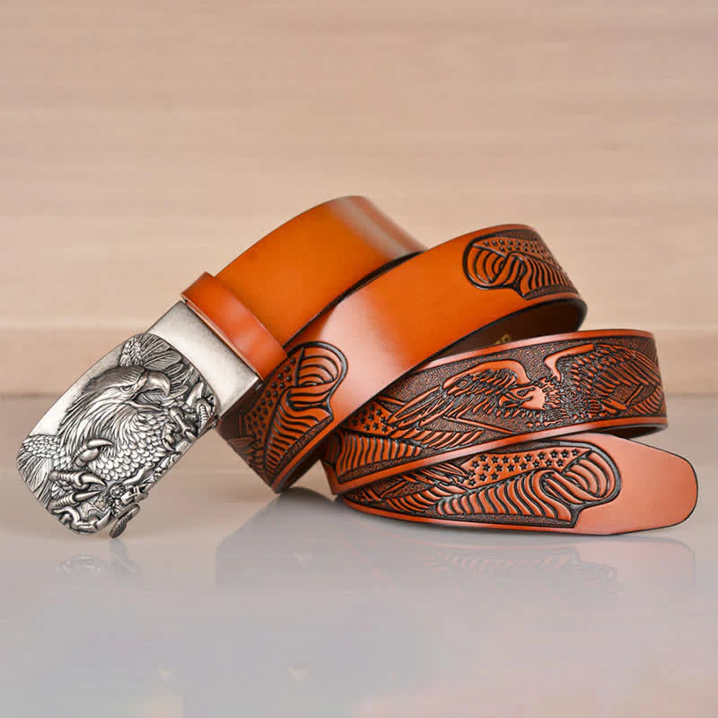 Men's Mighty Eagle Sharp Claw Automatic Buckle Leather Belt - Image 13