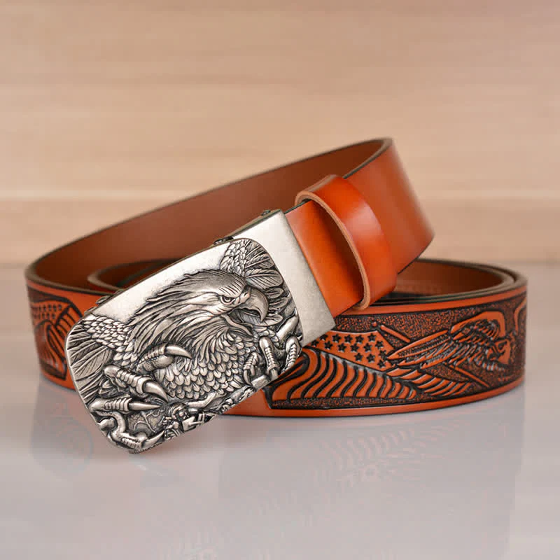 Men's Mighty Eagle Sharp Claw Automatic Buckle Leather Belt - Image 14