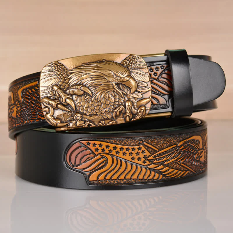 Men's Mighty Eagle Sharp Claw Automatic Buckle Leather Belt - Image 15