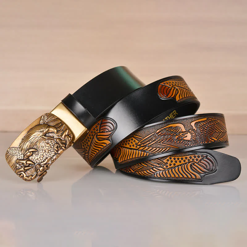 Men's Mighty Eagle Sharp Claw Automatic Buckle Leather Belt - Image 17