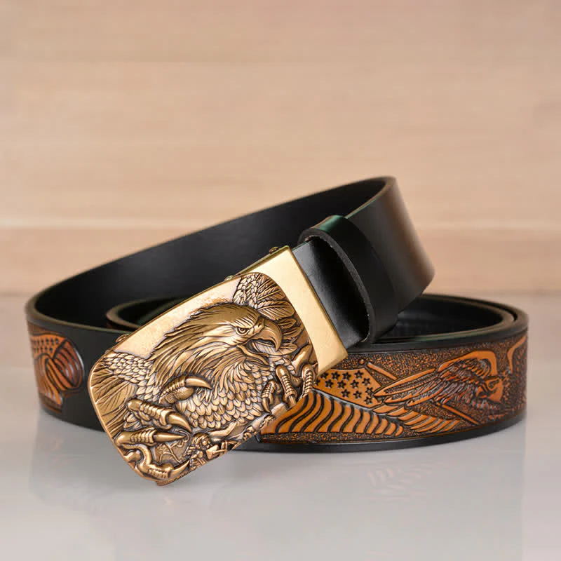 Men's Mighty Eagle Sharp Claw Automatic Buckle Leather Belt - Image 18