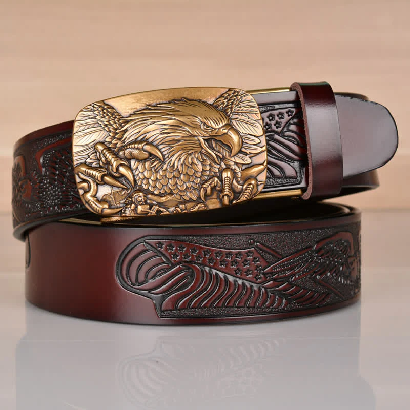 Men's Mighty Eagle Sharp Claw Automatic Buckle Leather Belt - Image 19
