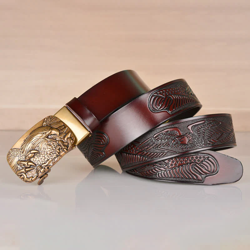 Men's Mighty Eagle Sharp Claw Automatic Buckle Leather Belt - Image 20