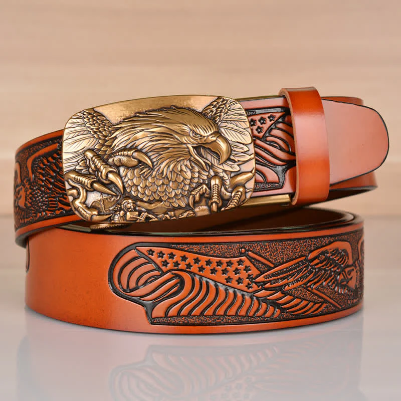 Men's Mighty Eagle Sharp Claw Automatic Buckle Leather Belt - Image 22