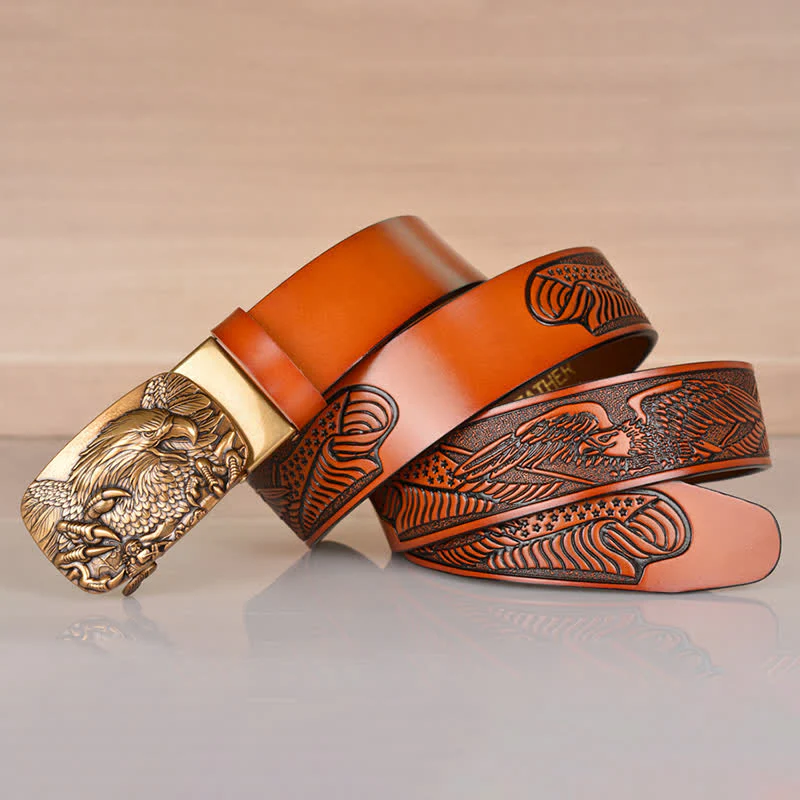 Men's Mighty Eagle Sharp Claw Automatic Buckle Leather Belt - Image 23