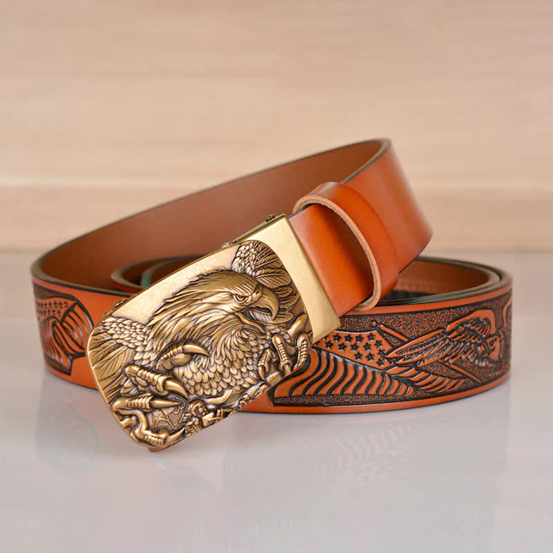 Men's Mighty Eagle Sharp Claw Automatic Buckle Leather Belt - Image 24