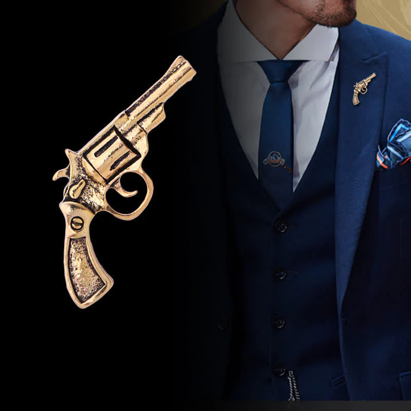 Men's Mini Vintage Domineering Pistol-Shape Brooch