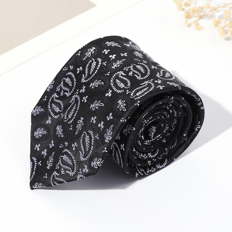 Men's Mix Cashew Black Background Jacquard Necktie - Image 10