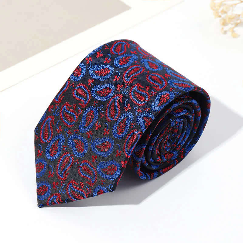 Men's Mix Cashew Black Background Jacquard Necktie - Image 2