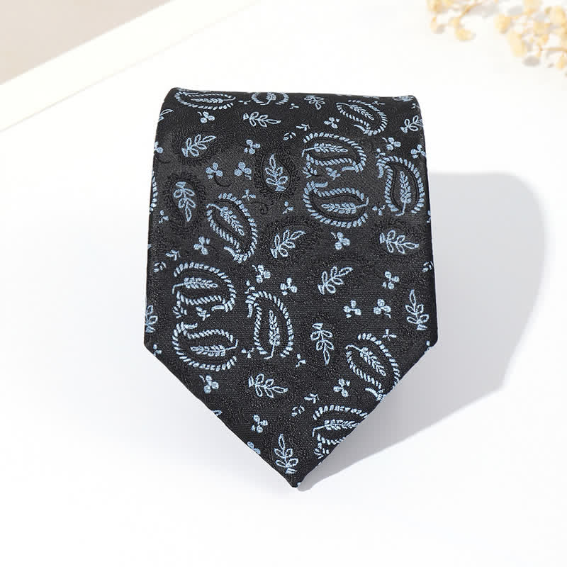 Men's Mix Cashew Black Background Jacquard Necktie - Image 5