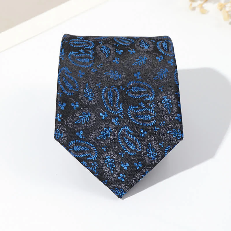 Men's Mix Cashew Black Background Jacquard Necktie - Image 7