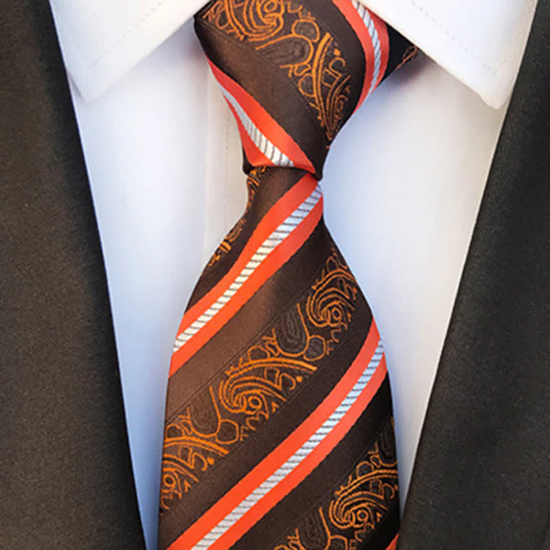 Men's Mix Paisley Striped Necktie - Image 7