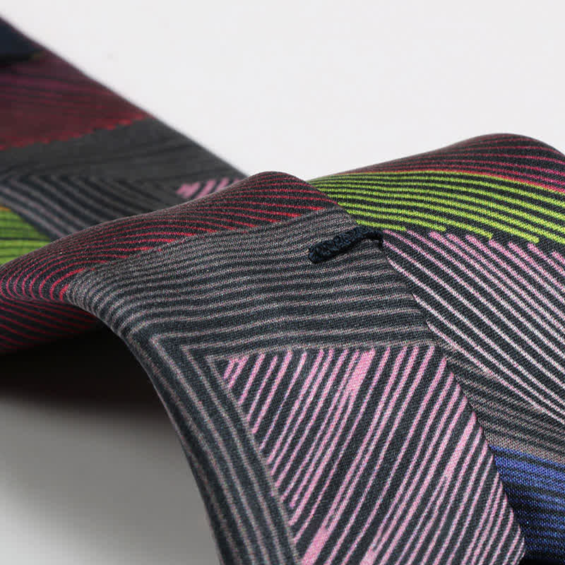 Men's Modern Multicolored Geometrical Lines Necktie - Image 7