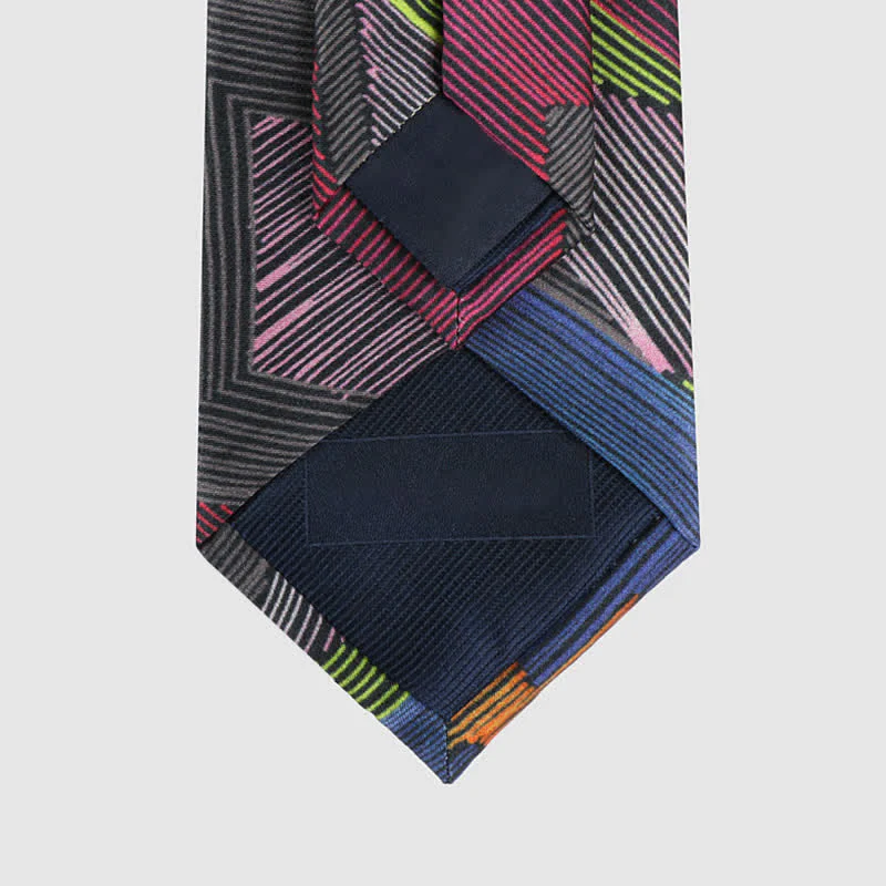 Men's Modern Multicolored Geometrical Lines Necktie - Image 8