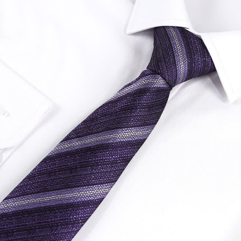 Men's Modern Textured Striped Necktie - Image 12
