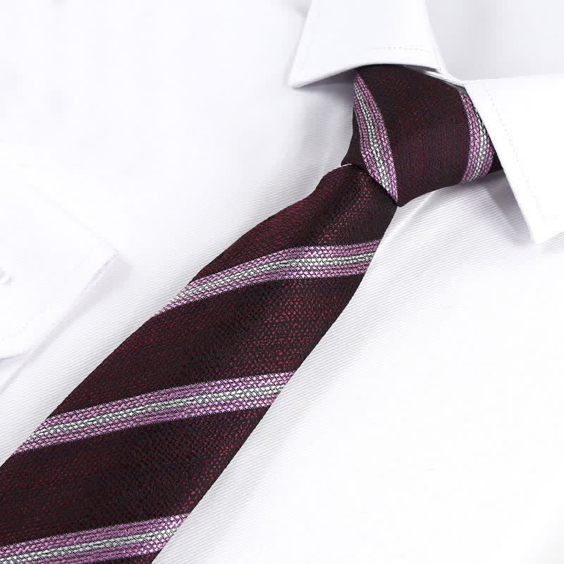 Men's Modern Textured Striped Necktie - Image 3