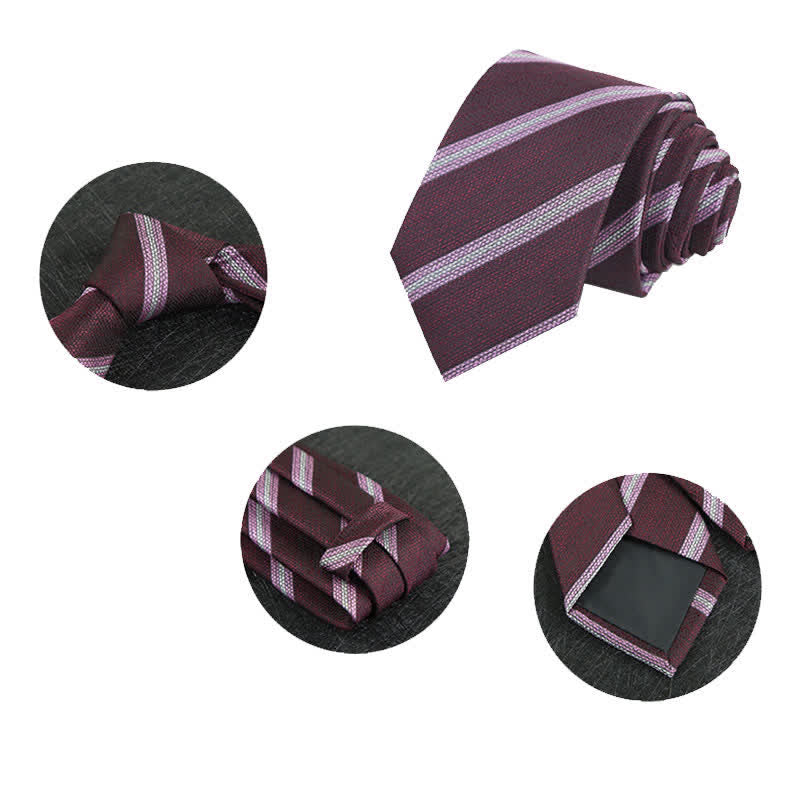 Men's Modern Textured Striped Necktie - Image 4
