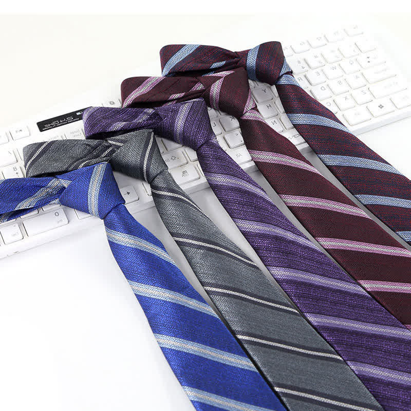 Men's Modern Textured Striped Necktie - Image 5