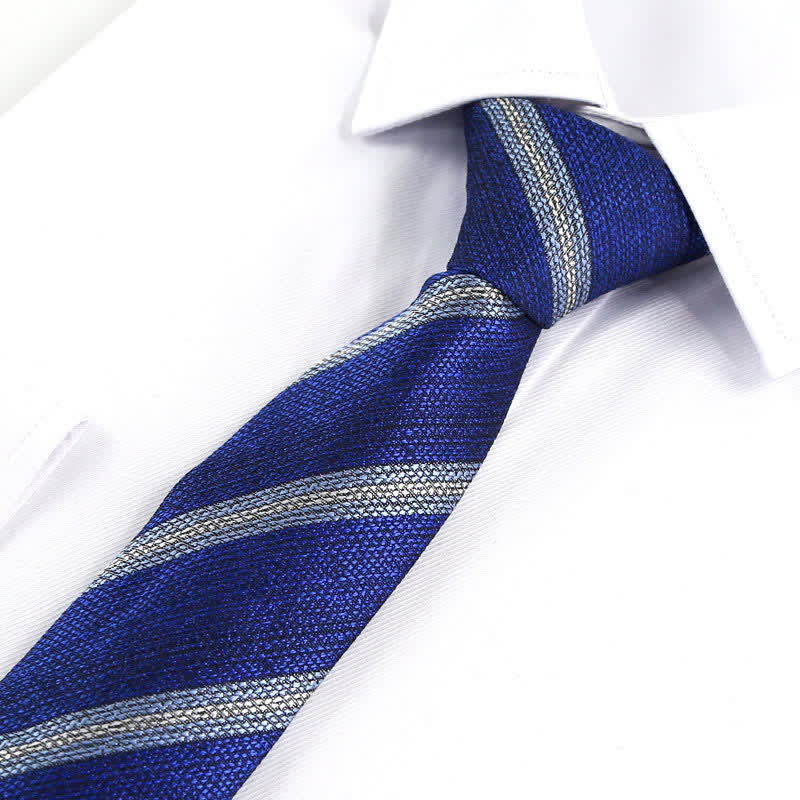 Men's Modern Textured Striped Necktie - Image 9
