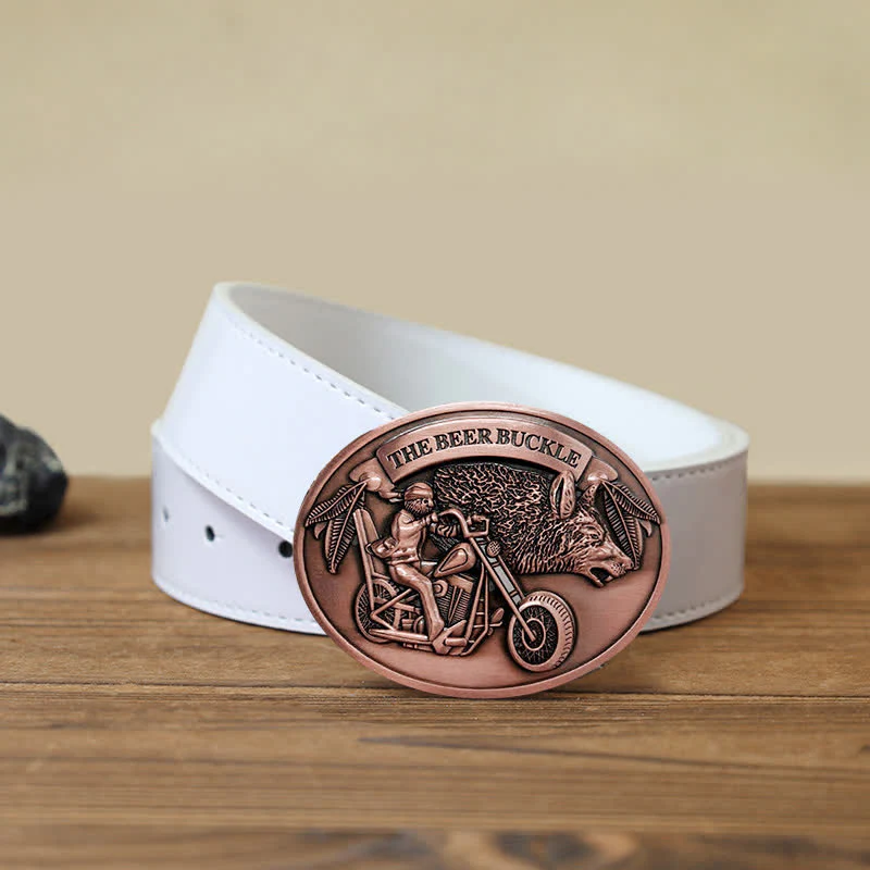 Men's DIY Motorcycle Creative Beer Holder Buckle Leather Belt - Image 15