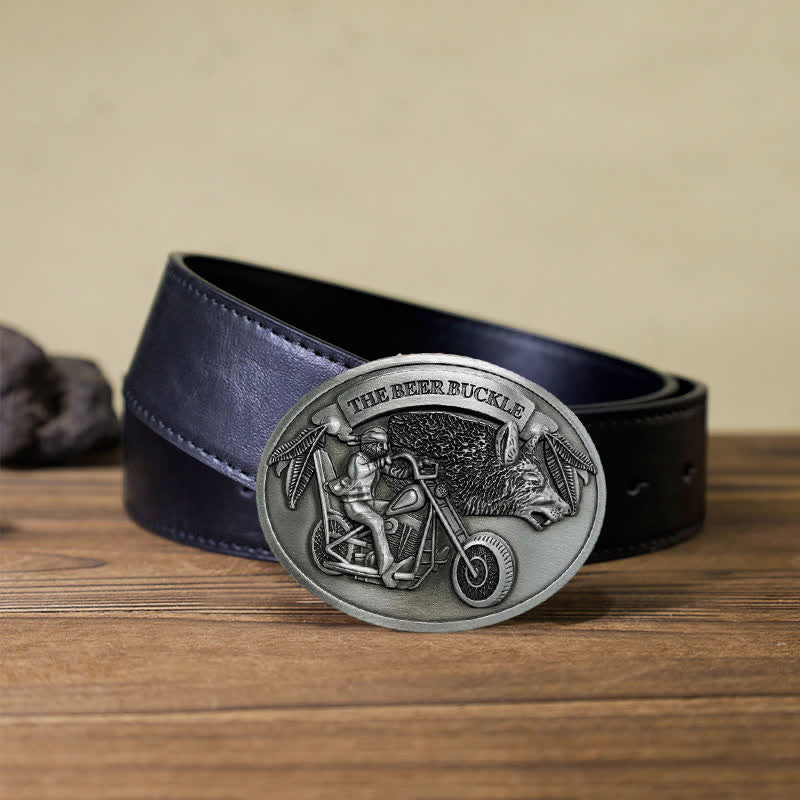 Men's DIY Motorcycle Creative Beer Holder Buckle Leather Belt - Image 9