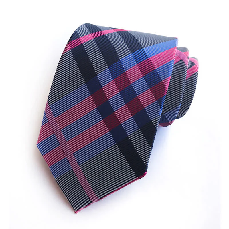Men's Multi-colored Checked Formal Necktie - Image 6