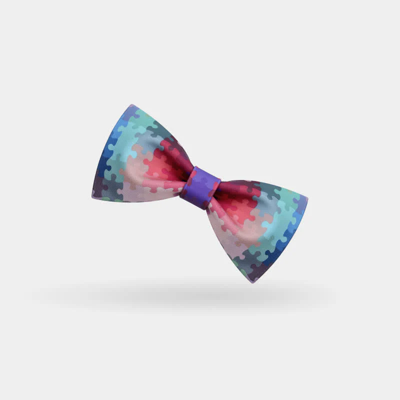 Men's Multicolor Block Puzzle Bow Tie - Image 4