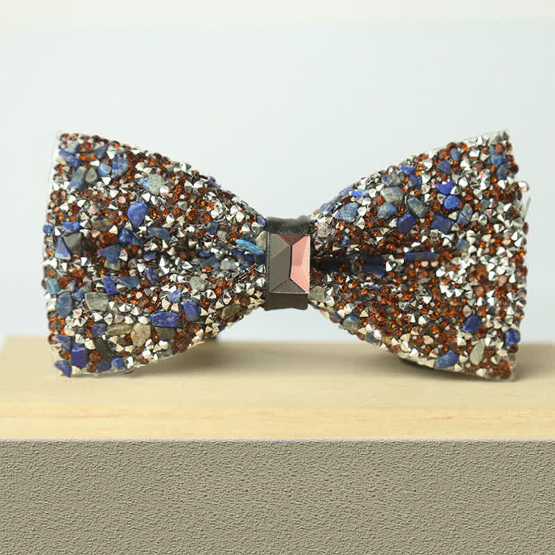 Men's Multicolor Stone Crystal Clastic Enchases Bow Tie - Image 14
