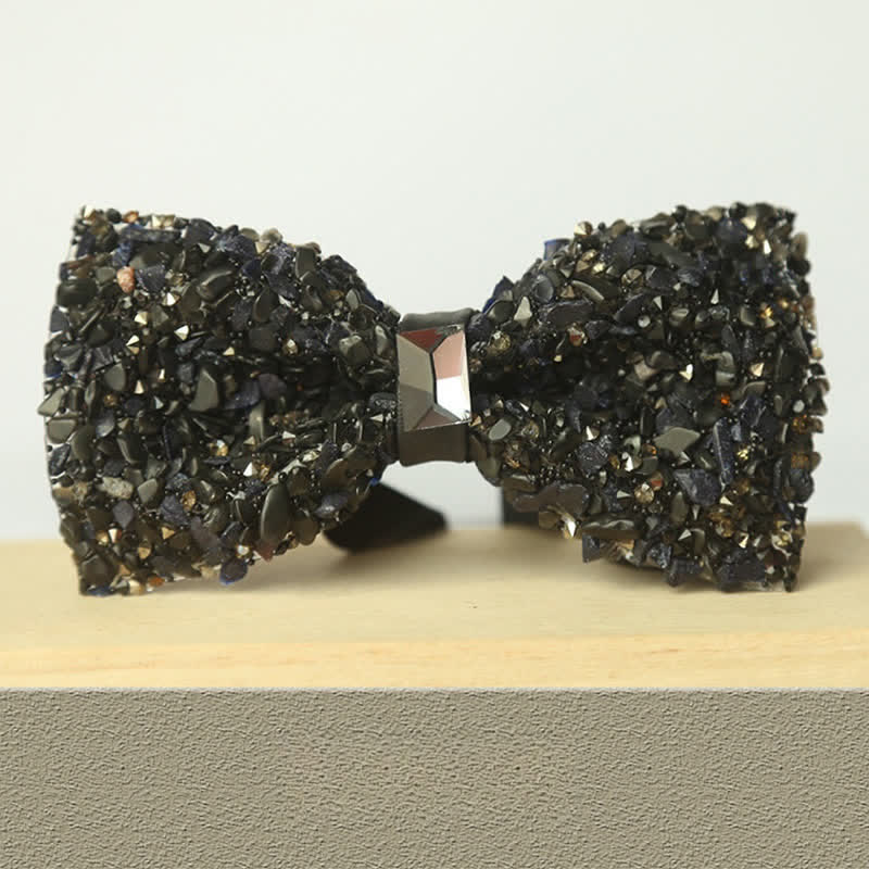 Men's Multicolor Stone Crystal Clastic Enchases Bow Tie - Image 16