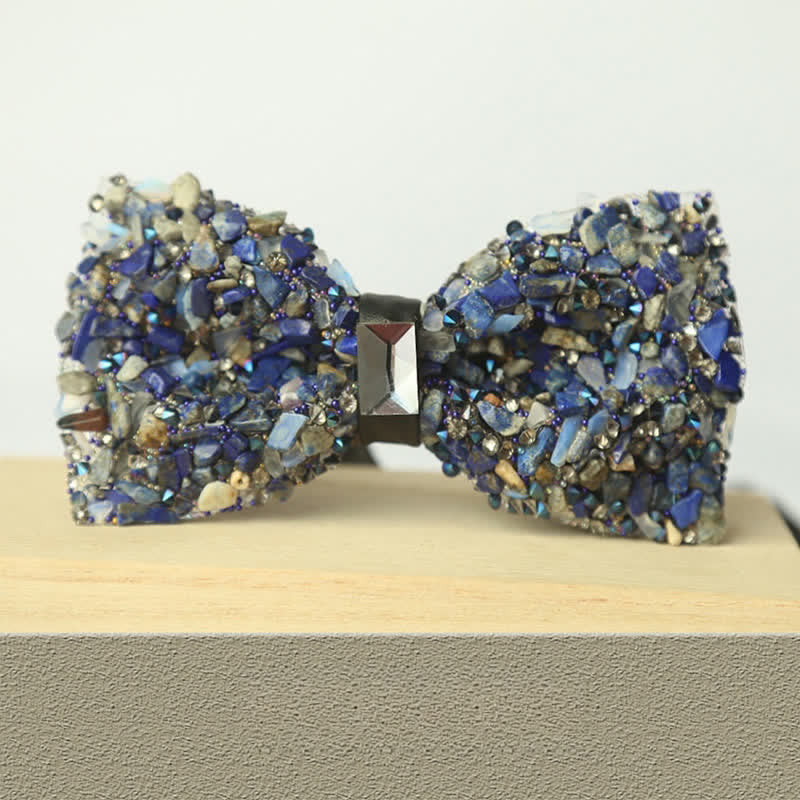 Men's Multicolor Stone Crystal Clastic Enchases Bow Tie - Image 7