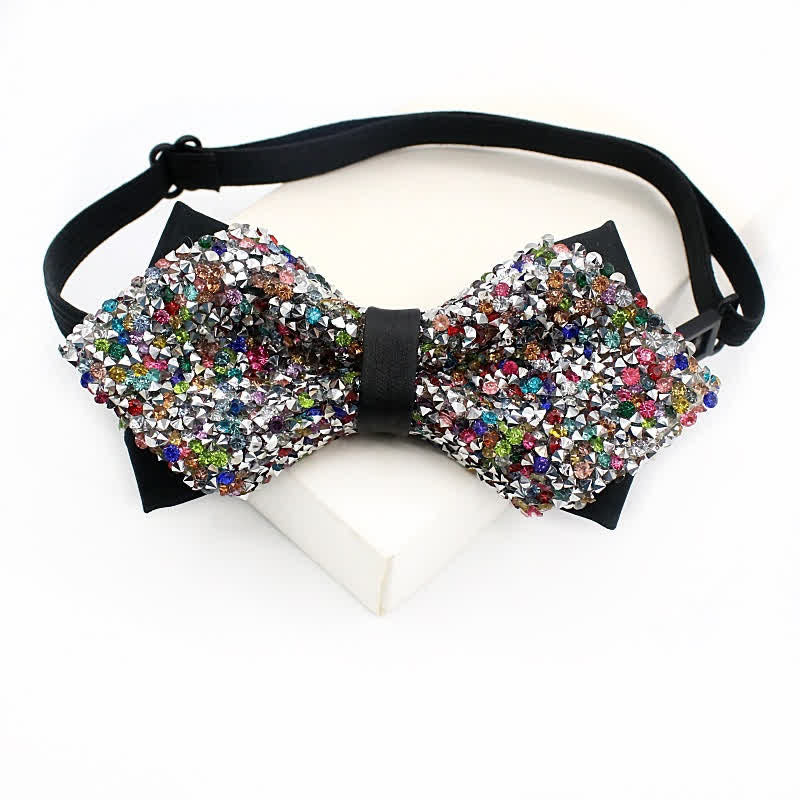 Men's Multicolored Shiny Stones Party Bow Tie - Image 2